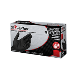 Ammex GlovePlus Black Nitrile Industrial Gloves, 100 Gloves per Box