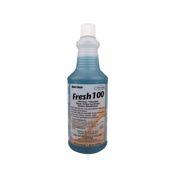 Fresh 100: Non-Acid Restroom Disinfectant/Cleaner | 1 Quart Bottle | Fikes