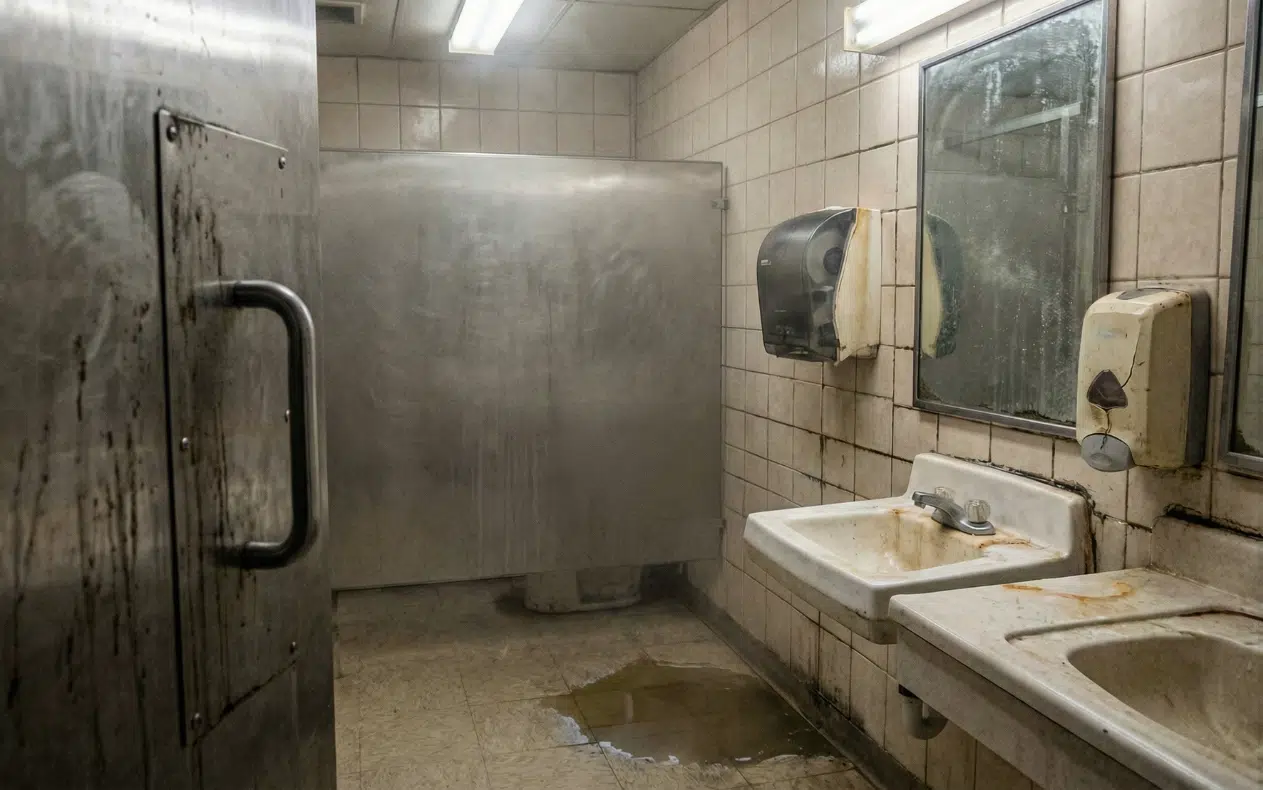 The Hidden Germ Zones: Why Restrooms Need More Than Basic Cleaning A really nasty, dirty public restroom