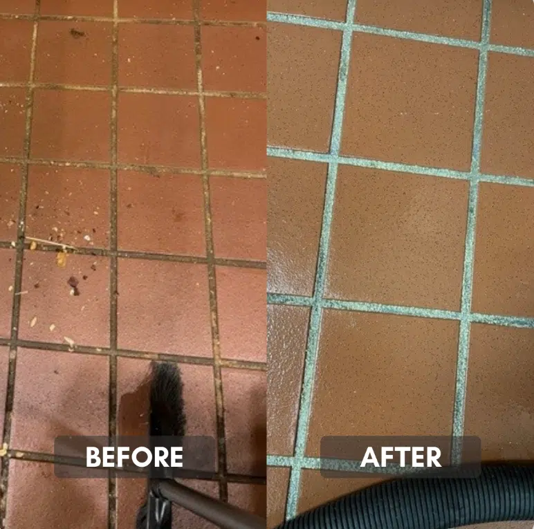 The Hidden Germ Zones: Why Restrooms Need More Than Basic Cleaning Before and after photos of a portion of a clean floor of a restaurant