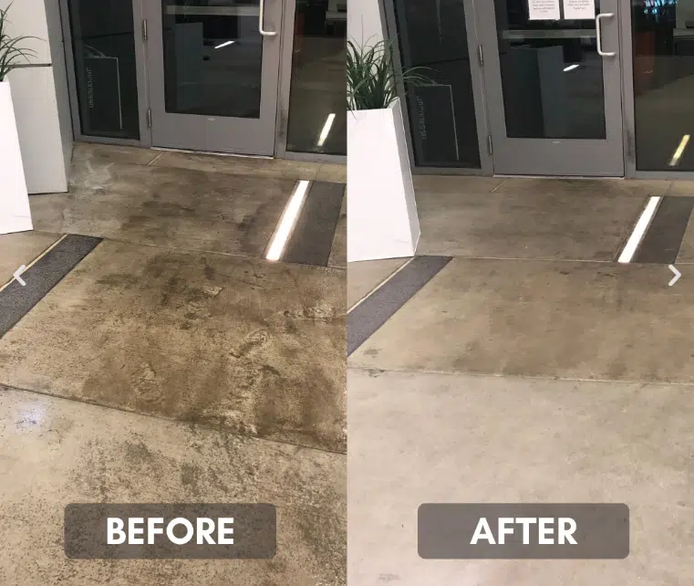 Why Deodorizing Isn't Enough Without Deep Cleaning before and after photo of a pressure washed floor