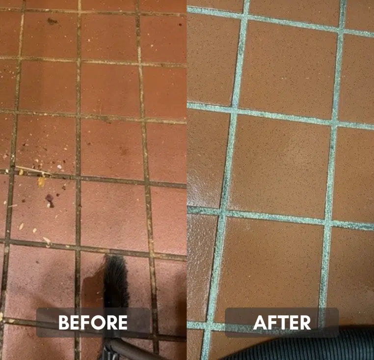 Summer Deep Cleaning Services: Rescuing High-Traffic Restrooms from Mid-Year Slump before and after photo a deep cleaned floor